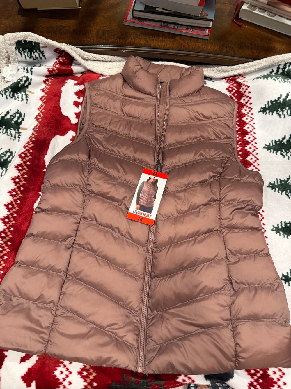 32 Degrees Quilted Puffer Vest in Dusty Mauve